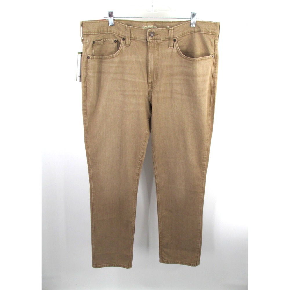 Goodfellow Slim Jeans Mens 40x32 Khaki Denim Total Flex Stretch Mid Rise Khaki